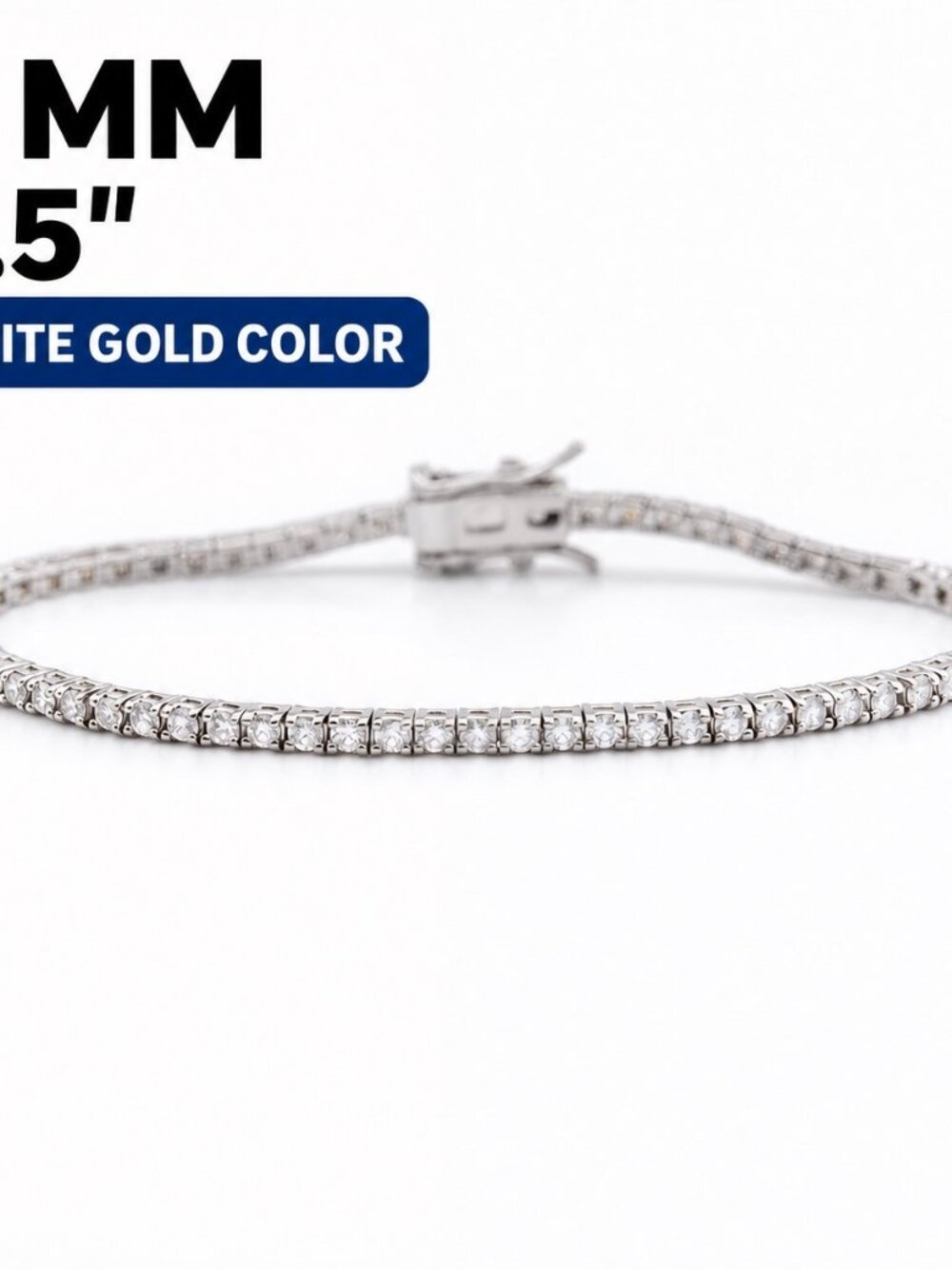 LEKANI 2mm Moissanite Tennis Bracelet S925 Silver 6.5 in